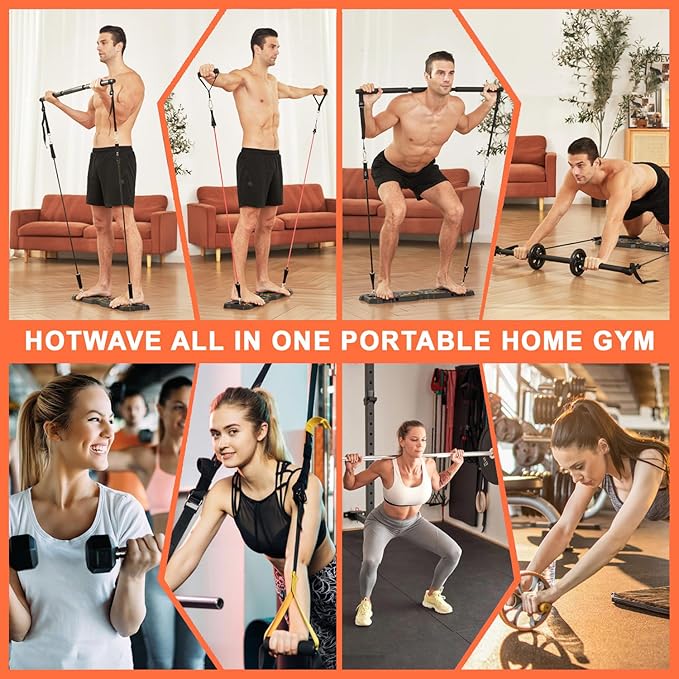 HOTWAVE Portable Workout Equipment with 20 Gym Accessories.Push