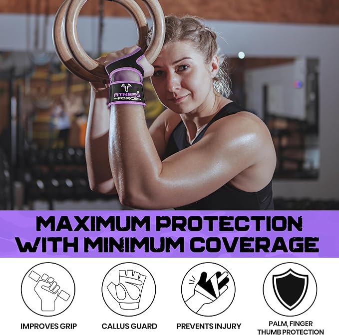 FITNESS FORCE Ventilated Gym Gloves for Men with Built-in Wrist Support for Workouts Weightlifting Gloves Workout Gloves for Women Exercise Fitness Gloves Perfect for Powerlifting, Cross Training