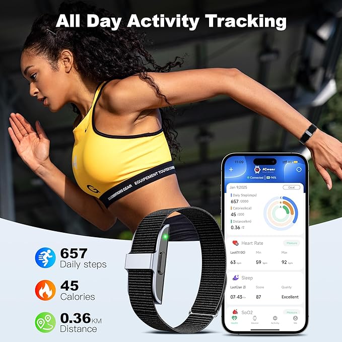 Sleep & Fitness Tracker for Women Men | 24/7 Heart Rate, Blood Oxygen & Stress Monitor | Step & Calorie Counter | IP68 Waterproof Activity Tracker, Black (No App Subscription)
