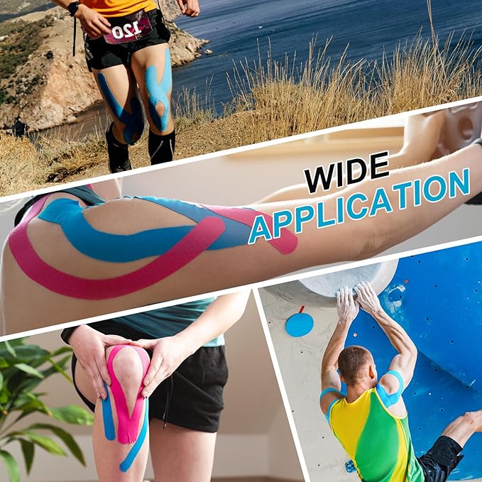 PATIKIL 5.5 Yard x 4 inch Kinesiology Tape, 1 Roll Adhesive Cotton Sports Muscle Support Tapes Waterproof Elastic Tape for Knee Ankle Wrist Shoulder, Blue