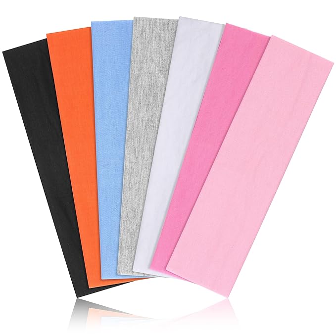 Headbands for Women Non Slip - 7PCS Fashion Sports Hair Bands for Women's Hair, Soft Cotton Cloth Stretchy Headbands for Women for Workout Yoga Running