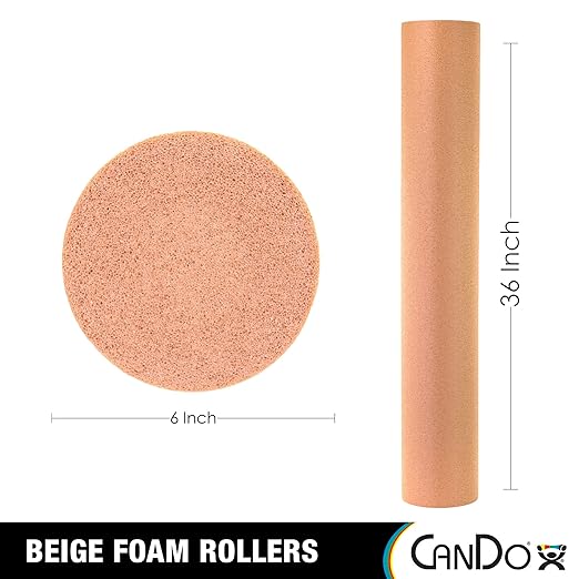 CanDo Beige PE Foam Rollers for Muscle Restoration 6" x 36" Round