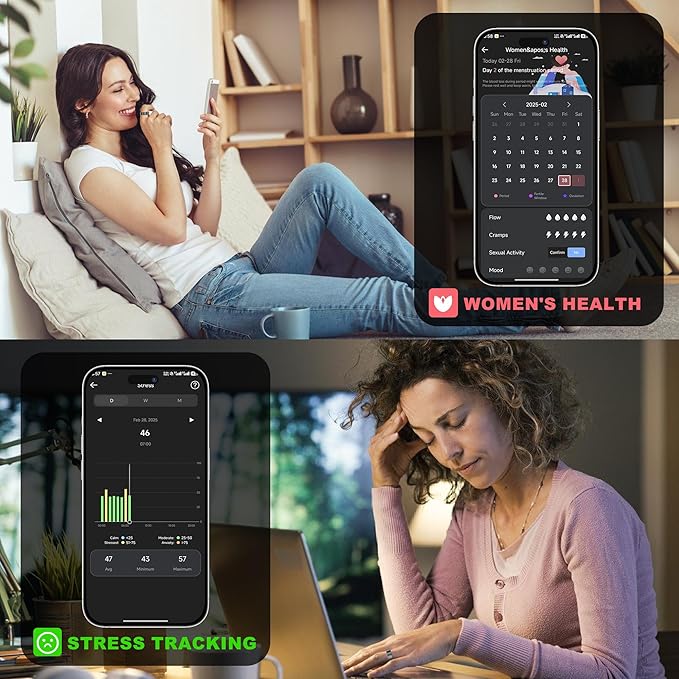 Smart Ring-Size First Before You Buy, No APP Subscription,7-10 Days of Use,Sleep & Activity Real-Time Monitor, Stress/Heart Rate/SPO₂ Tracker, Compatible with iOS and Android (Black, 10)