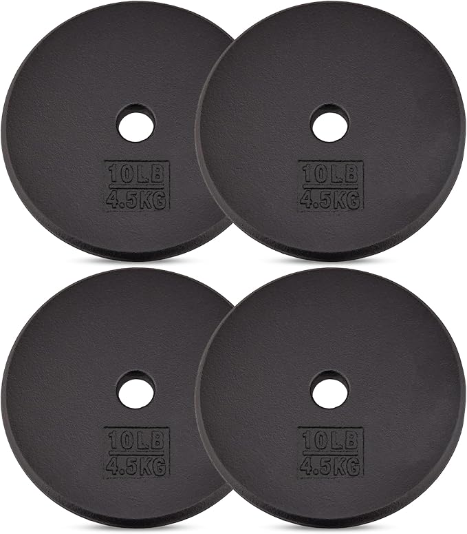 Yes4All Standard 1" Cast Iron Weight Plate - Ideal for Strength Training - Multiple Weight: 5LB to 25LB (Single & Set of 4)