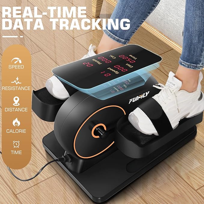 FUNMILY Under Desk Elliptical, Ellipse Leg Exerciser While Sitting for Seniors with Display Monitor, Portable Seated Pedal Exerciser with Remote Control for Home Office Use Fully Assembled