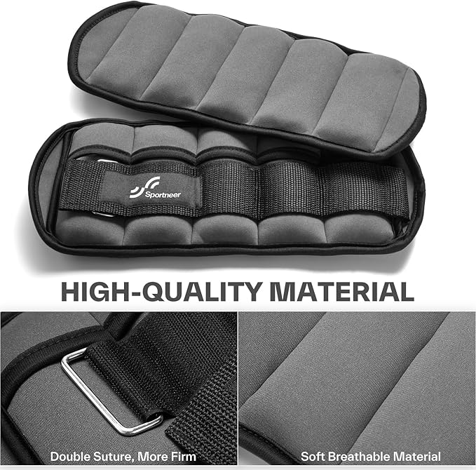 Sportneer Adjustable Ankle Weights 1 Pair 2 4 6 8 8 10 10 Lbs Jogging,1-5 lbs 1 Pair 2-10 lbs