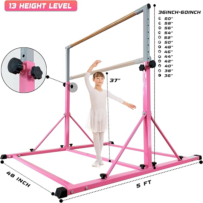 Gymnastic Bar For Kids and Teenage Ages 3-25 5 FT 6 FT 5 FT 6 FT