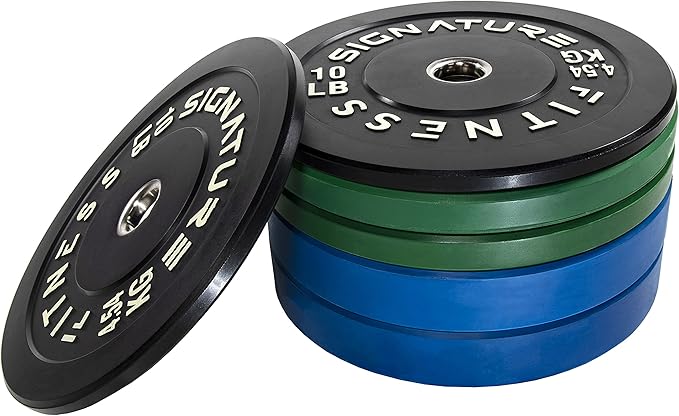 Signature Fitness 2" Olympic Bumper Plate Weight Plates 7FT Olympic
