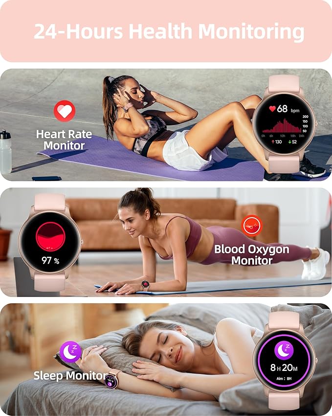 Parsonver Fitness Tracker Bundle with Round Smart Watch, 2-Pack