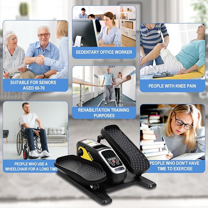 Under Desk Elliptical Elliptical Leg Exercisers for Seniors Quiet Portable Elliptical Machine Exerciser with Remote Control and 12 Adjustable speeds Pedal Exerciser