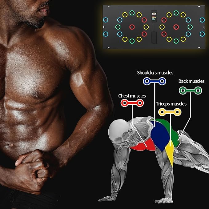 Push Up Board Exercise & Fitness Portable Foldable Strength Training Pushup Stands Home Workout Equipment Multi-Functional Fitness Floor Chest Muscle Exercise for Man and Women