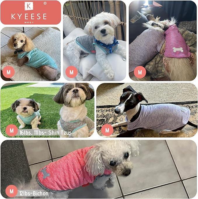 KYEESE 2 Pack Dog Shirts Quick Dry Soft Stretchy Dog T-Shirts with Reflective Label Sun Protection Tank Top Sleeveless Vest Pet Clothes for Small Medium Dogs, Medium, Grey+Hotpink
