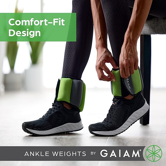 Gaiam Ankle Weights Strength Training Weight Sets (5lb & 10 Pound