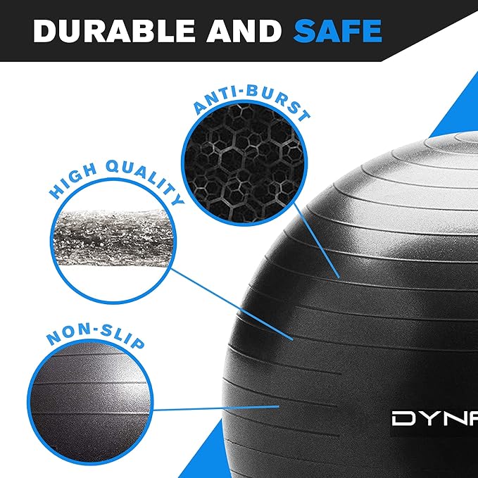 Exercise Ball – Extra Thick Eco-Friendly & Anti-Burst 2200lbs, Stability