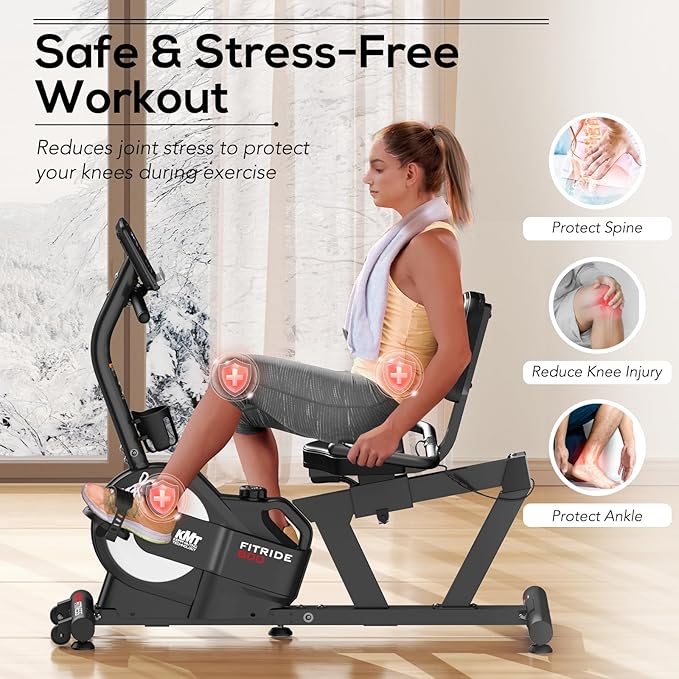 KeppiFitness Recumbent Exercise Bike, Recumbent Bike for Adults with Magnetic Resistance, Exercise Bike for Home 380LB Capacity, Cardio Stationary Bikes for Seniors with Pulse Sensor