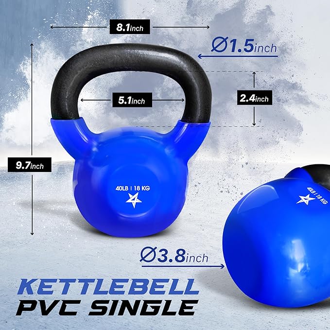 Yes4All 5-65lbs Kettlebells Vinyl Coated Cast Iron