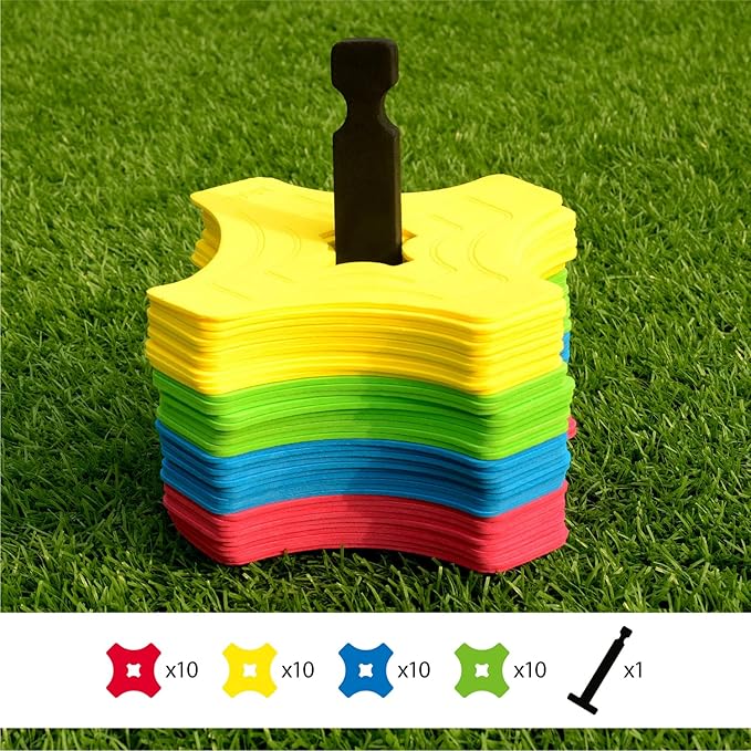 Pro Disc Cones Agility Training Markers 40 Pack,Flat