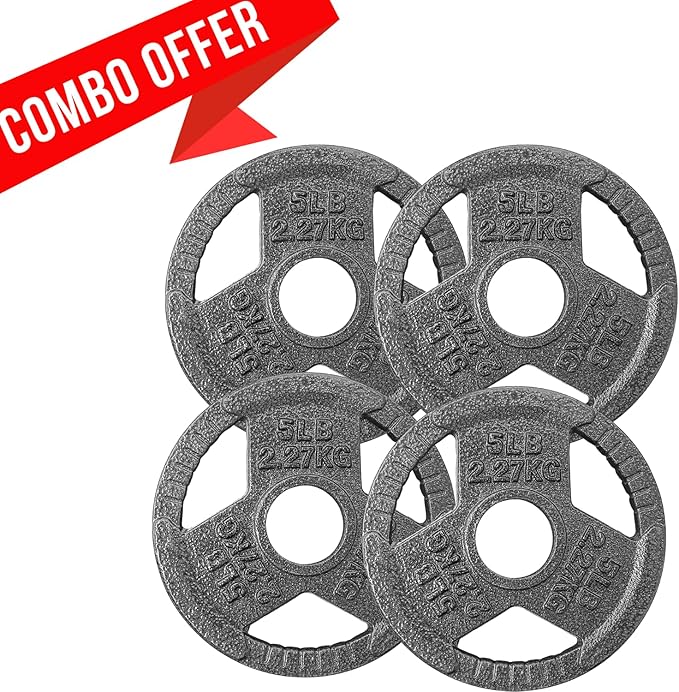 Yes4All Olympic Rubber Grip Plates for Barbell 2-Inch Weight