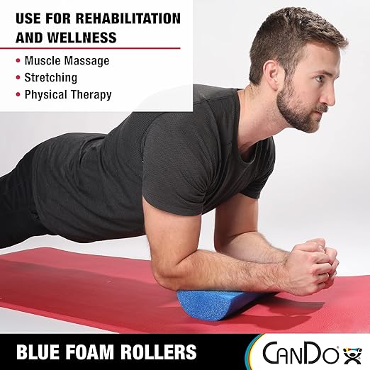 CanDo Blue PE Foam Rollers for Fitness 6 " 12" Half-Round
