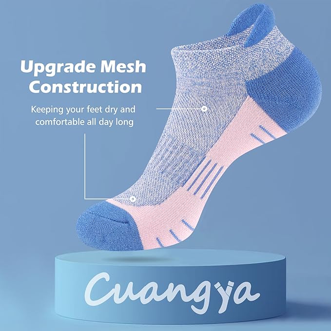 Ankle Socks Women Athletic No Show Socks Running Comfort Cushioned 5-Pairs