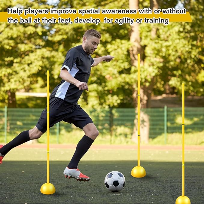 Jenaai 6 Sets Agility Poles with Base Coaching