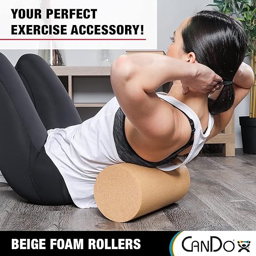 CanDo Beige PE Foam Rollers for Muscle Restoration 6" x 36" Round