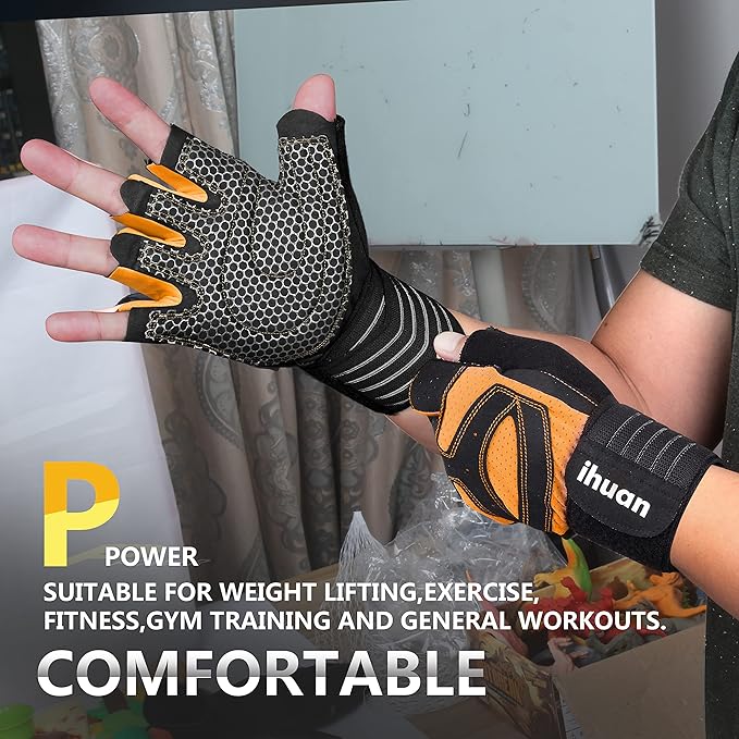 ihuan Ventilated Weight Lifting Gym Workout Gloves