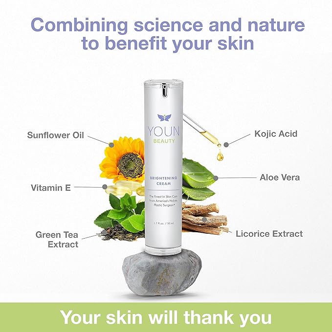 YOUN Beauty Sun Spots Skin Care Set by Holistic Plastic Surgeon Dr. Anthony Youn – Facial Skincare Bundle Includes Retinol Moisturizer, Brightening Face Cream & Advanced Wash-Off Exfoliating Cream
