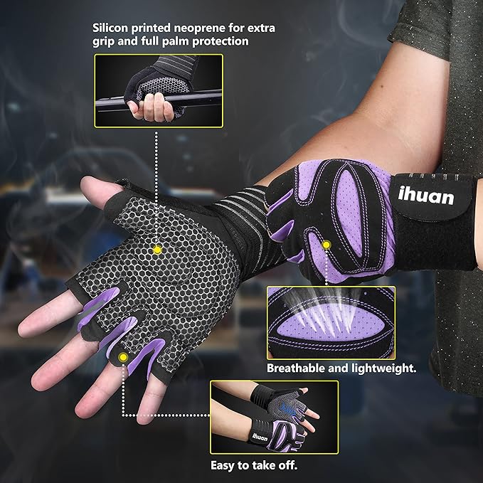 ihuan Ventilated Weight Lifting Gym Workout Gloves