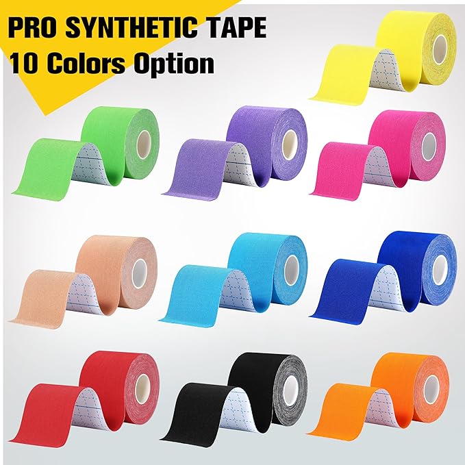 Pro Synthetic Kinesiology Tape 1 Roll, Athletic Sports Tape for Muscle Joint Support, Pain Relief for Knee Elbow Wrist Ankle, 2 in x 16.4 Ft, Beige