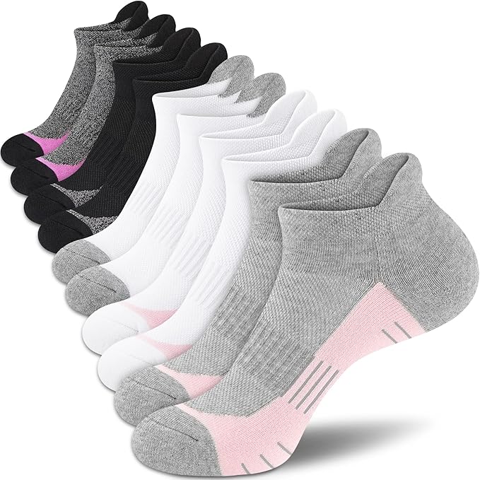 Ankle Socks Women Athletic No Show Socks Running Comfort Cushioned 5-Pairs