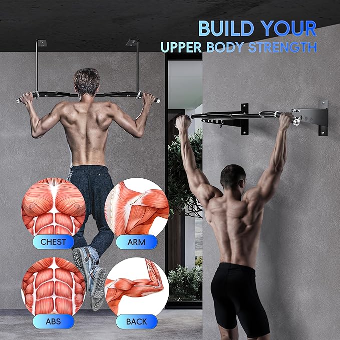 Multifunctional Wall Mounted Pull Up Bar - 48’’ 500 lbs