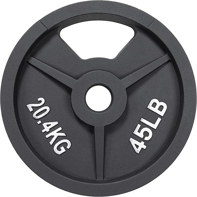 Signature Fitness Cast Iron Plate Weight Plate for Strength Training and Weightlifting, Olympic or Standard