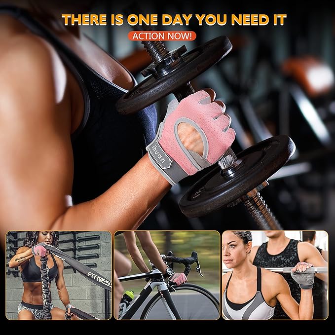 ihuan New Breathable Workout Gloves for Women & Men - No More Sweaty & Full Palm Protection Gym Exercise, Cycling, Fitness, Weightlifting, Pull-ups, Deadlifting, Rowing