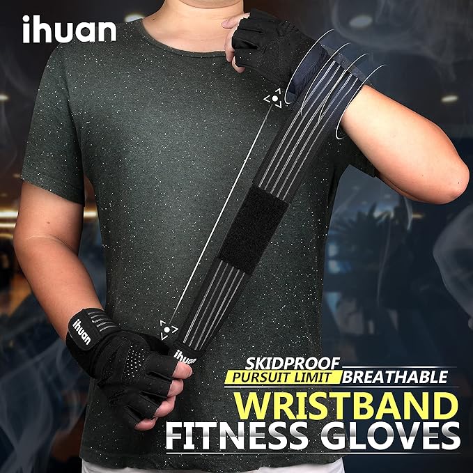 ihuan Ventilated Weight Lifting Gym Workout Gloves