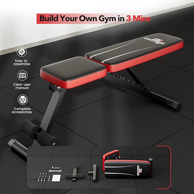 Basic Weight Bench for Home Gym 8 Backrests, 660LBS Weight