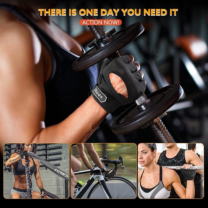 ihuan New Breathable Workout Gloves for Women & Men - No More Sweaty & Full Palm Protection Gym Exercise, Cycling, Fitness, Weightlifting, Pull-ups, Deadlifting, Rowing