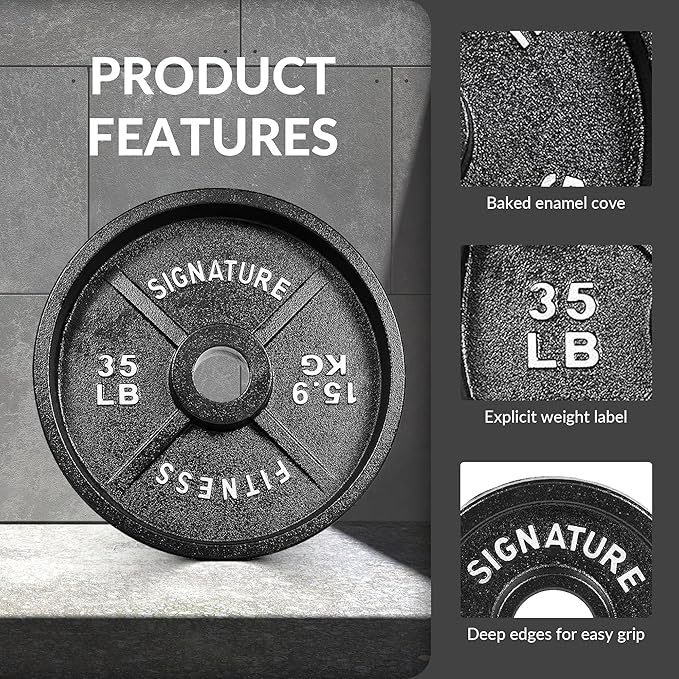 Deep Dish 2-Inch Olympic Cast Iron Weight Plates with E-Coating