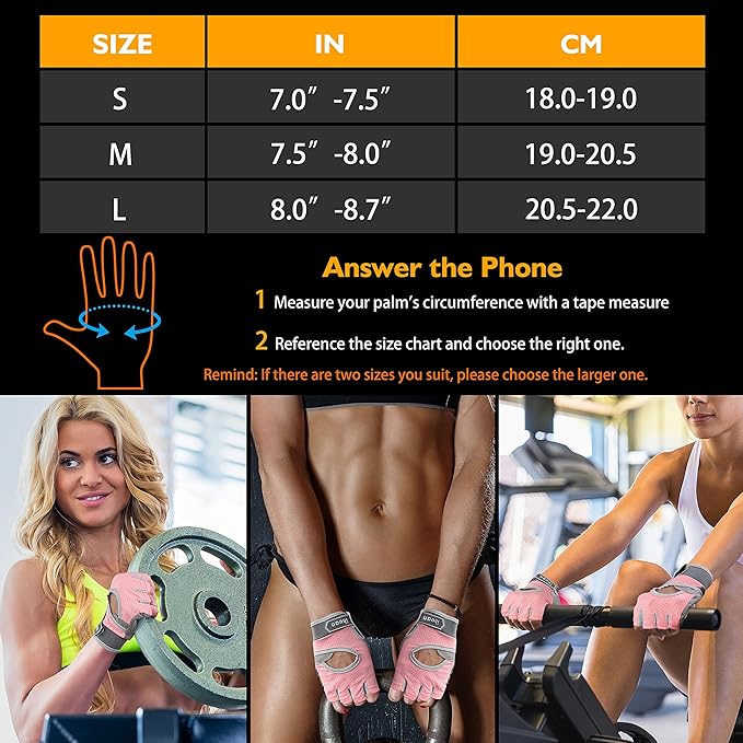 ihuan New Breathable Workout Gloves for Women & Men - No More Sweaty & Full Palm Protection Gym Exercise, Cycling, Fitness, Weightlifting, Pull-ups, Deadlifting, Rowing
