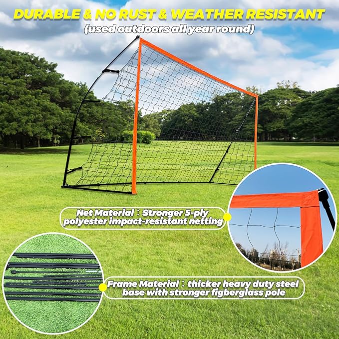 12 Ft Portable Soccer Goal Stable Soccer Net –2 Minute