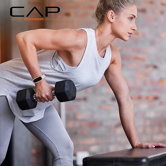 CAP Barbell 150 LB Coated Hex Dumbbell Weight Set with Vertical Rack | Multiple Options