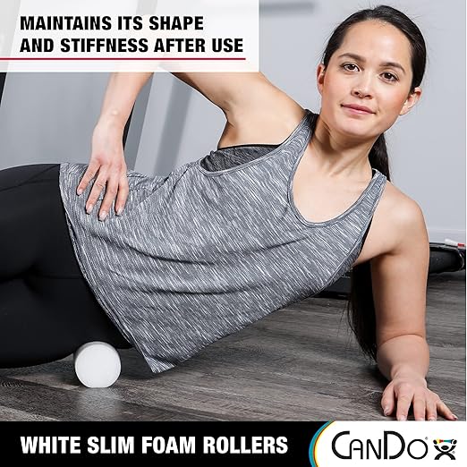 CanDo Slim White PE Foam Rollers for Exercise 3" x 36" Round