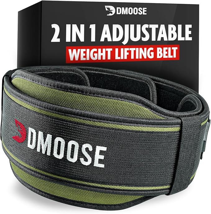 DMoose Weight Lifting Belt for Men & Women 2 in 1 Adjustable 4" 6" 6" Width