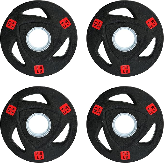 Signature Fitness Vinyl Coated Cast Iron Plate Weight Plate for Strength Training and Weightlifting, Standard or Olympic, Multiple Sizes