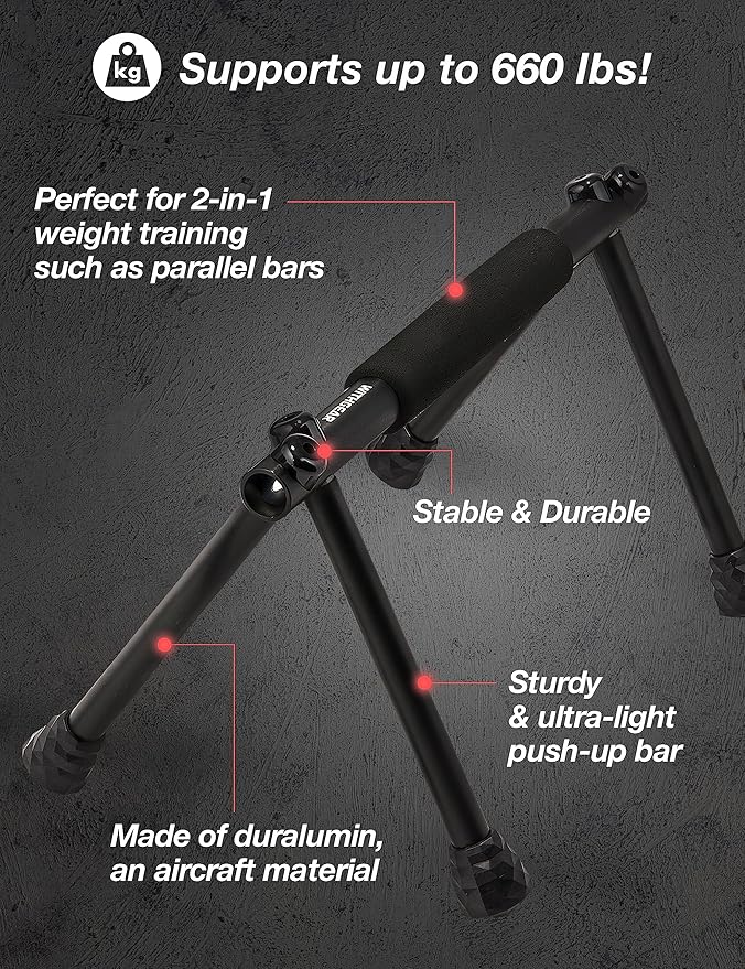 Folding Push Bar - Duralumin Metal Push Bars Heavy Duty Lightweight and Indoor and Outdoor Parallet Bar for Men and Women