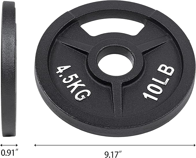 Signature Fitness Cast Iron Plate Weight Plate for Strength Training and Weightlifting, Olympic or Standard