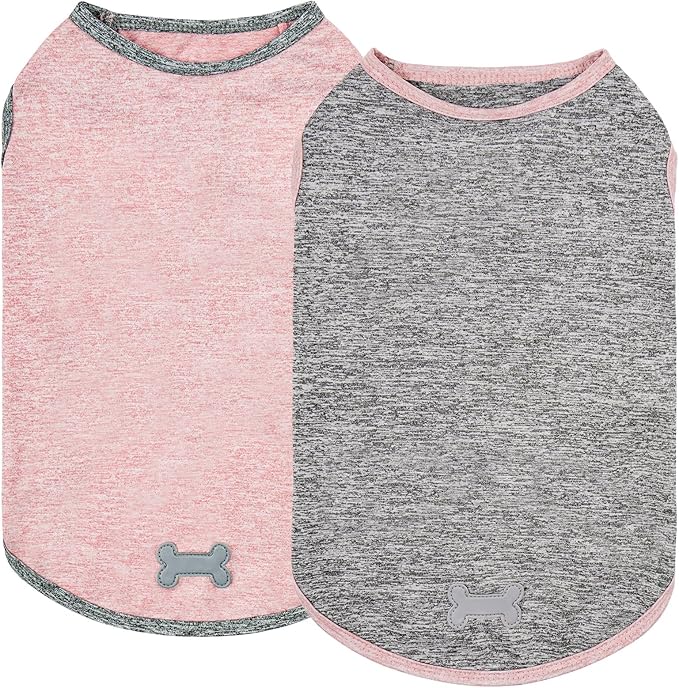 KYEESE 2Pack Dog Shirts Sun Protection Puppy T Shirt Pet Clothes Quick Dry for Small Dog with Reflective Label Soft Tank Top Sleeveless Pet Vest Puppy Clothes, Small