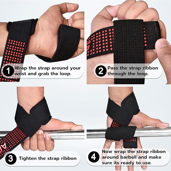 Lifting Wrist Straps for Weightlifting, Powerlifting & Deadlifts – 23” Neoprene Padded Cotton Straps for Strength Training & Gym Workouts - Maximum Grip Support for Men & Women