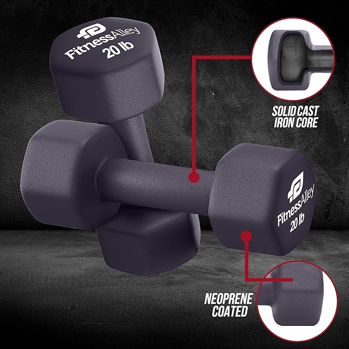 Neoprene Coated Workout Dumbbells set of 2 – Anti Roll, Non Slip with Smooth Grip Fitness & Exercise Dumbbells – Hexagon Shaped Hand Weights for Women & Men – Best Choice for Gyms & home use