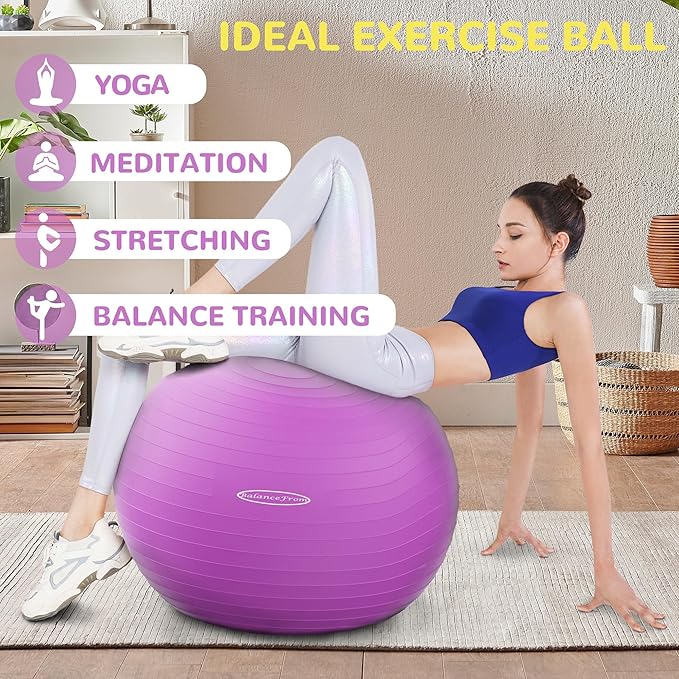 Anti-Burst and Slip Resistant Exercise Ball Yoga Ball 2,000-Pound Capacity,